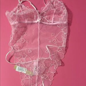 Skims embroidered tulle teddy size large